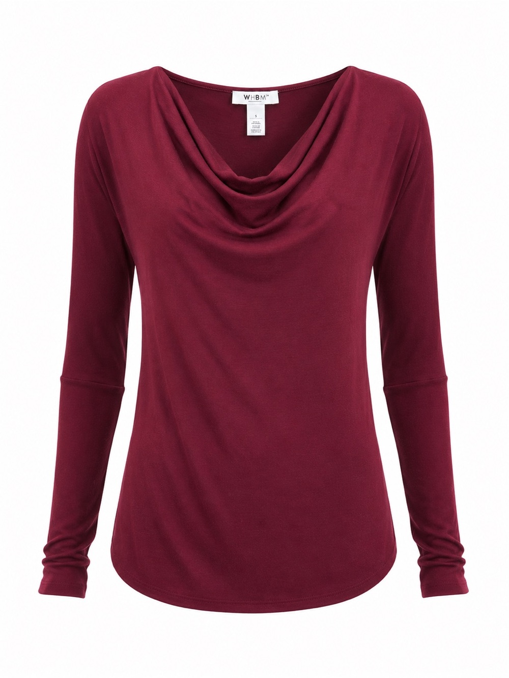 WHBM Draped Cowl Neck Long Sleeve Top - Burgundy